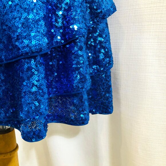 D. ark Bright Blue Sequin Mini Dress Size XS - Picture 6 of 9